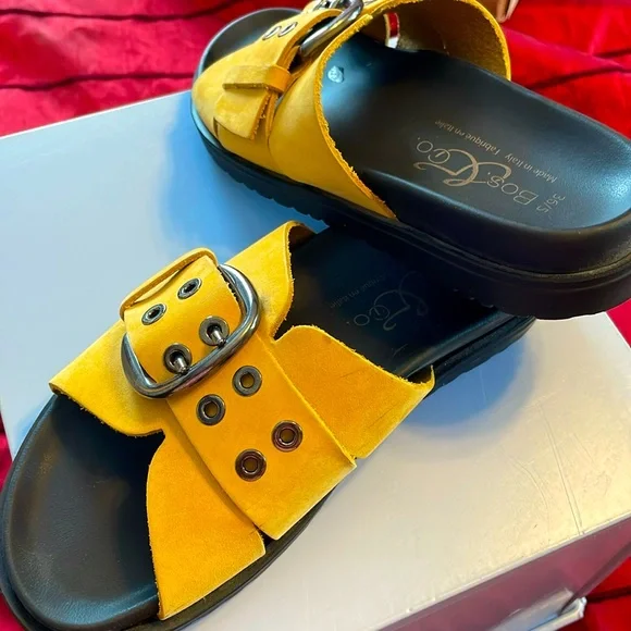 BOS&Co Italian made sandle leather upper size 36 yellow beautifully 5.5 size - Picture 2 of 6